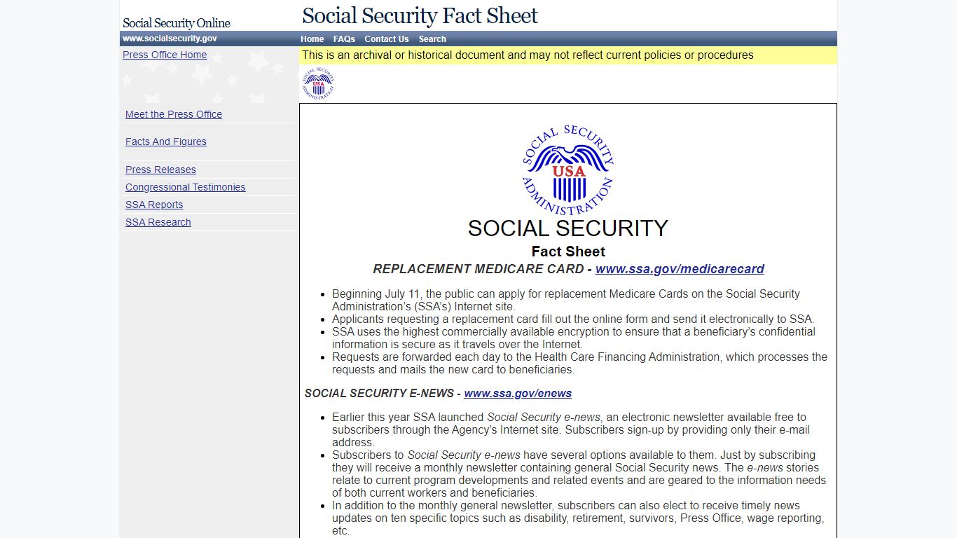 REPLACEMENT MEDICARE CARD - Social Security Administration
